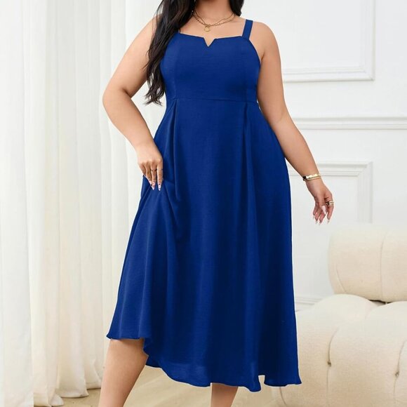 Plus Size V-Neck Sleeveless Maxi Dress with Pockets for Wedding and Formal - Picture 6 of 7
